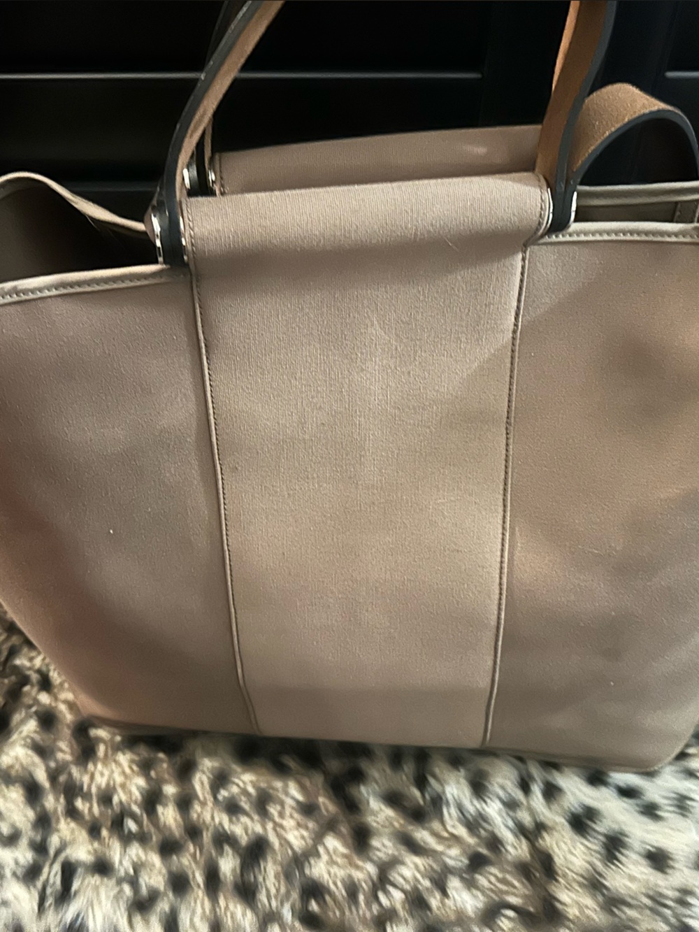 Hermes Cabag in Etoupe Toile Canavs and Leather Bag - Discontinued - Authentic